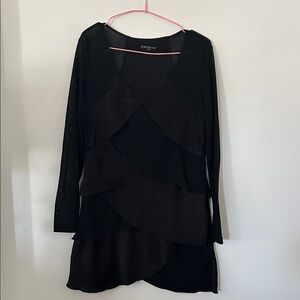 Coco + Carmen Black Long-Sleeve Tiered Dress